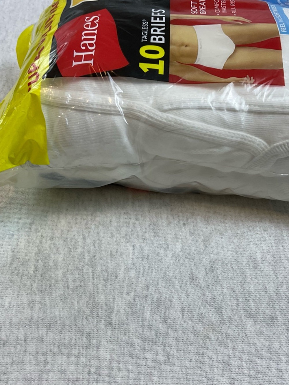 Hanes 10-Pack Tagless White Briefs for Men’s Large 100% cotton Full rise Soft - Picture 7 of 10